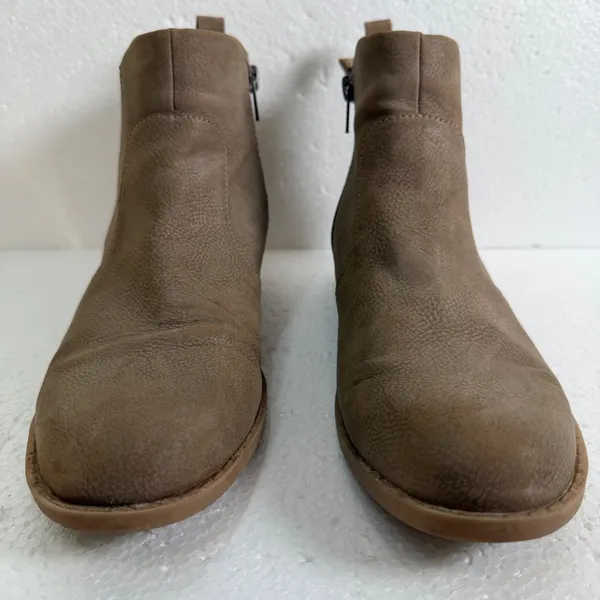 BOC Brown Ankle Booties Women's 8 Side Zip 1" Heel Round Toe - Image 3