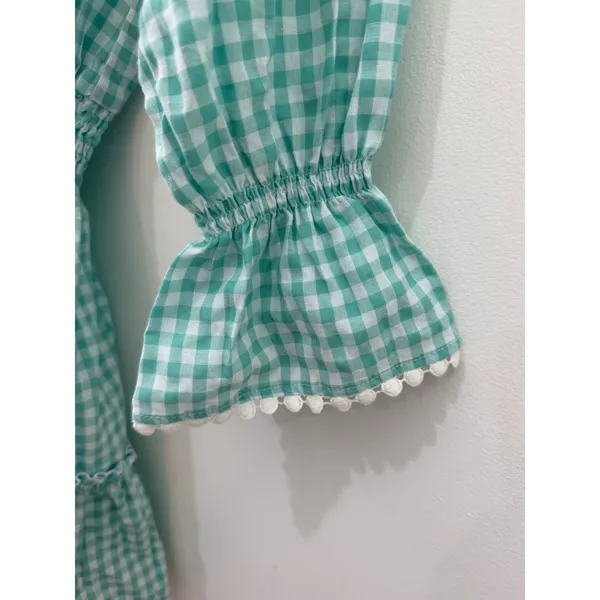 Walker & Wade MIa Mint Green Gingham Smocked‎ Mini Dress XS Cottagecore Coastal - Image 5