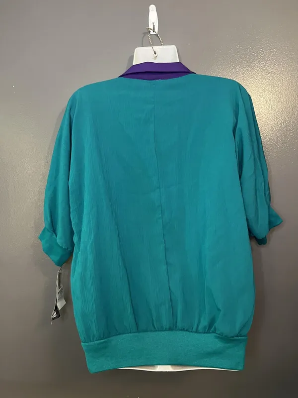 Vintage Season The Ticket Blouse Womens Large Jade Paisley Made USA 80s - Image 4