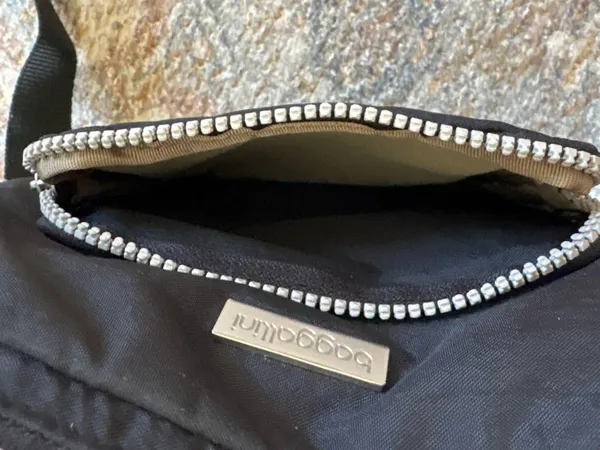 Baggallini Black Compact Crossbody Bag with Silver Zippers - Image 5