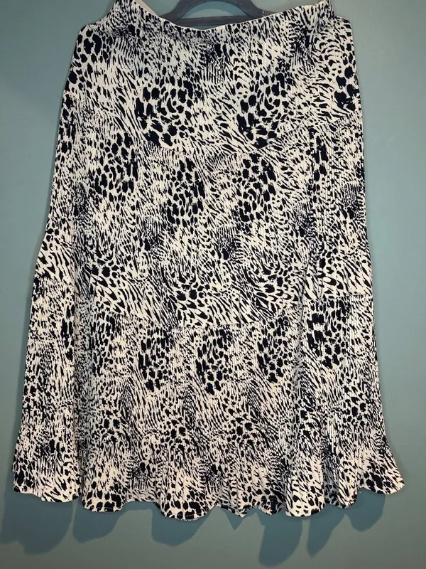 Womens XL Alice Blue Animal Print Midi Skirt Leopard Zebra Ruffle Boho - Image 2