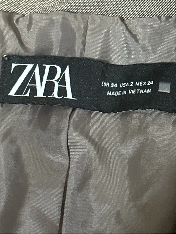ZARA Women’s Gray Taupe One Button Fitted Blazer Size 2 - Image 6