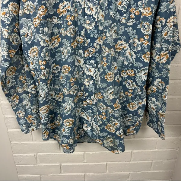 Vintage Sears Authentic Western Wear Pearl Snap Floral Button Down Shirt Size L - Image 4
