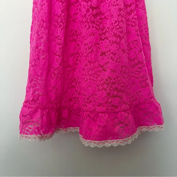 Victoria's Secret Lace Babydoll Size Small Hot Pink Lace Nightie Slip Cami - Image 8