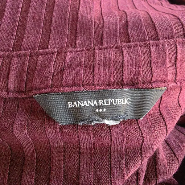 Banana Republic Wide-Ribbed Knit Midi Dress Vino Rosso Burgundy Long‎ Sleeve L - Image 4