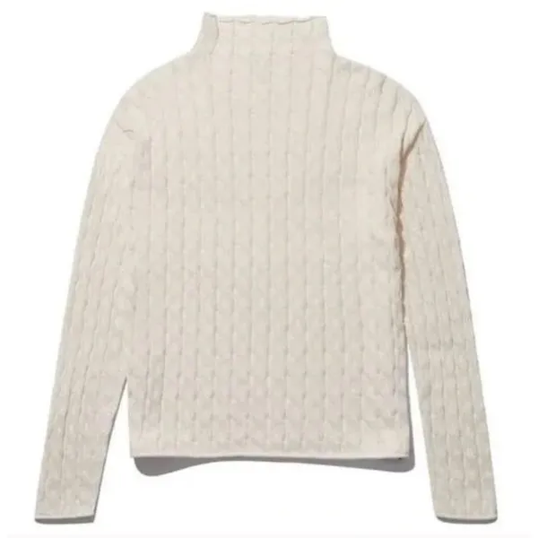 KULE The Mirabelle Cream Mock‎ Neck Cable Knit Cotton Sweater Size Medium - Image 9