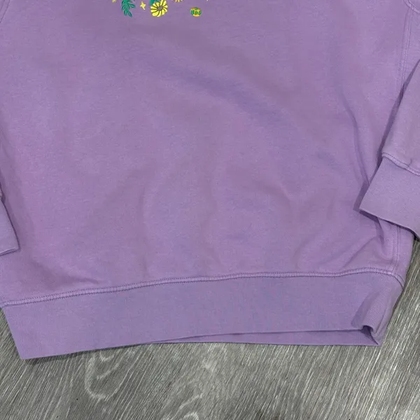 Nike Unisex Floral Embroidered Crewneck Sweatshirt Lavender Purple Large Cottage - Image 5