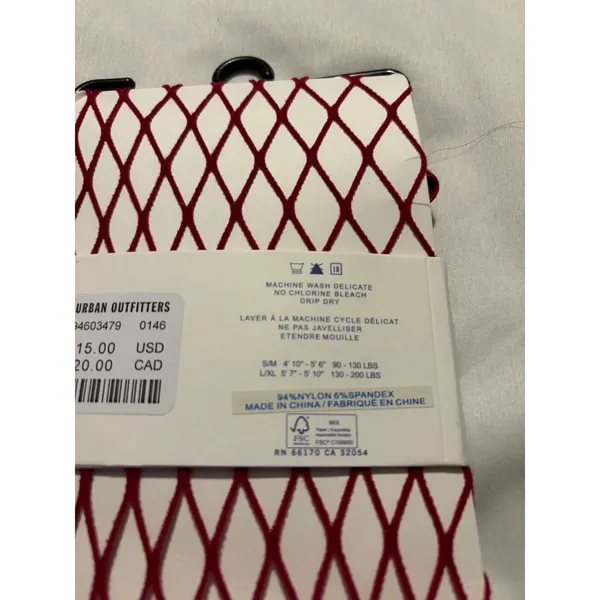 Urban Outfitters Womens Red Fishnet Tights Diamond Mesh Stockings S/M 94603479‎ - Image 4