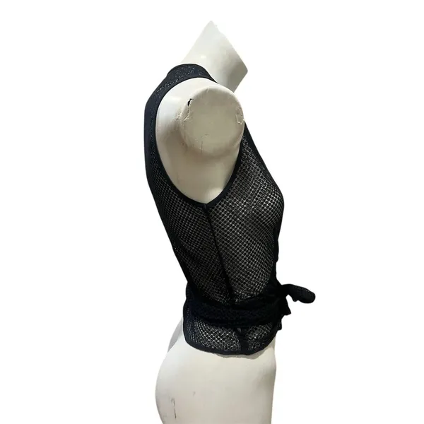 Fabletics Women's Black Mesh Tie Tank Top Size M Sleeveless Activewear - Image 5