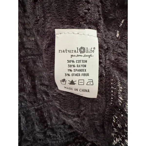 NWT Natural Life Open Knit Cropped Ruffle Button Front Cardigan Sweater Medium - Image 8