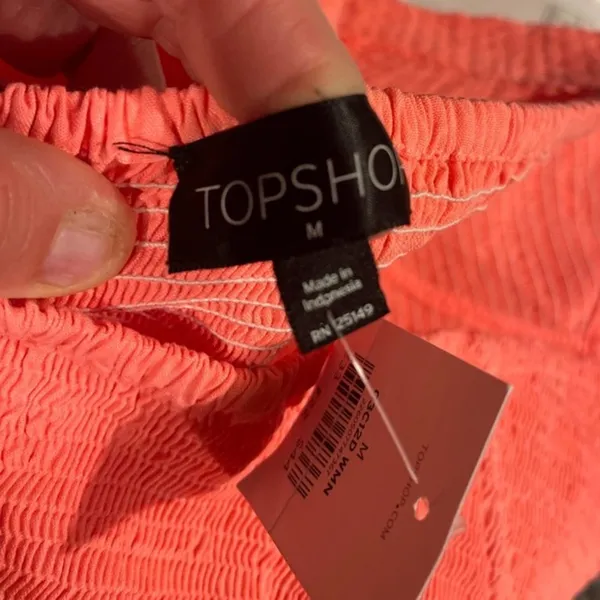 TopShop smocked babydoll mini dress strapless - Image 4