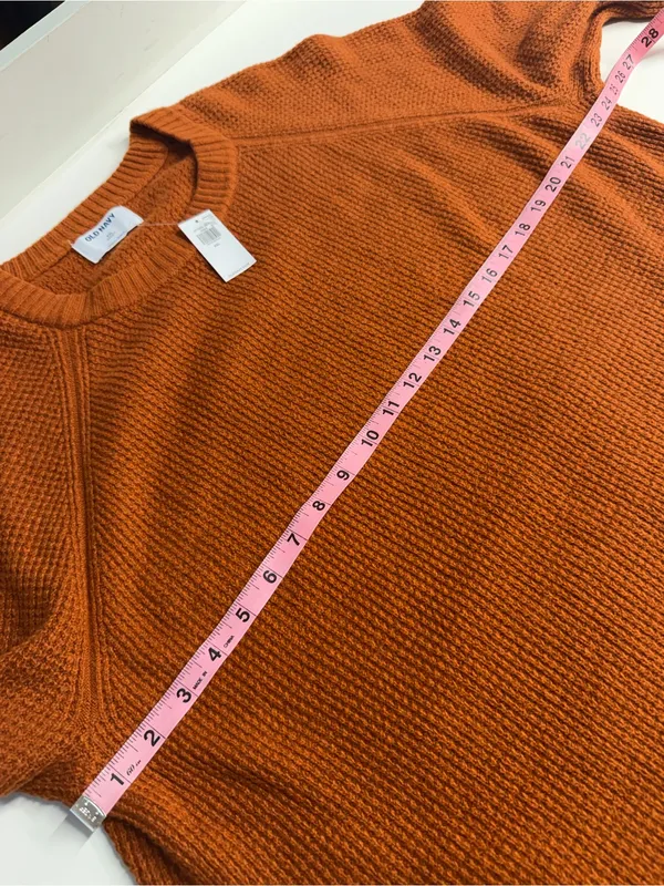 NWT Old Navy orange brown waffle knit sweater cozy fall Halloween autumn outdoor - Image 4