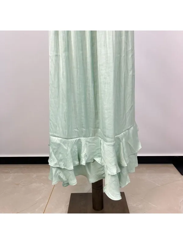 NWOT Farm Rio Tiered Ruffled Sleeveless V-neck Midi Dress Green Sz M - Image 12
