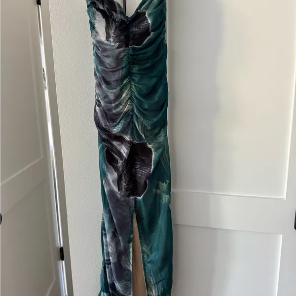 12th Tribe Strapless Teal and Navy Dress - Image 5