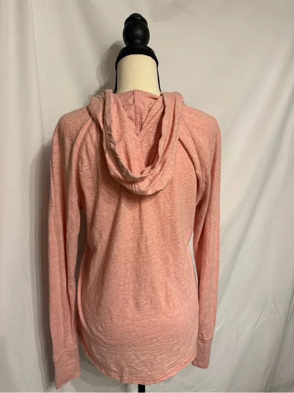 Carhartt Women’s Light Pink Hooded Henley Long Sleeve Top SZ M Granolagirl - Image 3