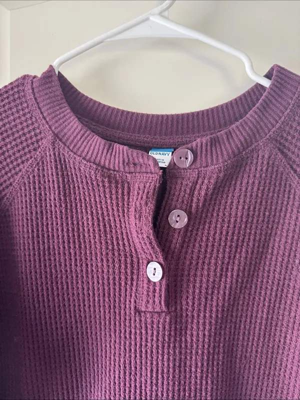 Old Navy Plum Long Sleeve Waffle Henley / M61 - Image 2