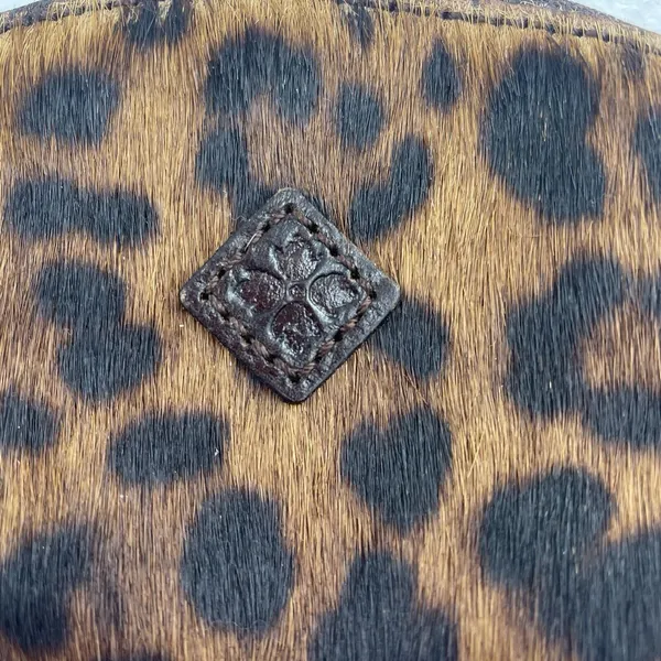 Patricia Nash Keisley Cosmetic Key Fob Leopard Calf‎ Hair Leather Brown Zipper - Image 5