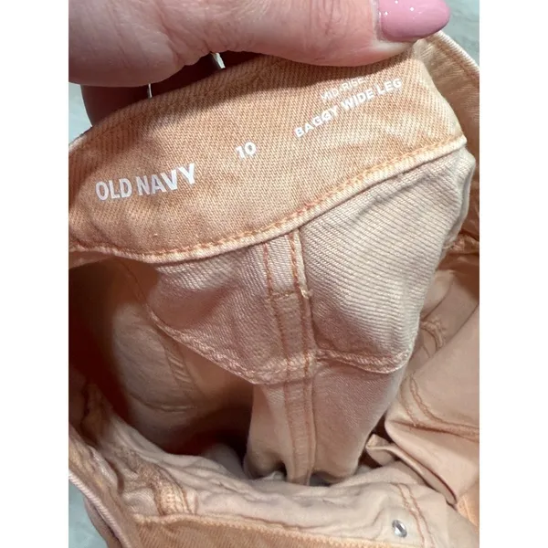 Old Navy‎ Mid-Rise Baggy Wide Leg Jeans Peach Orange Denim Pants Size 10 - Image 3