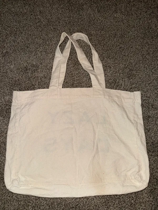 Lazy Beach Days Tote Bag Cream Canvas Sequin - Image 2