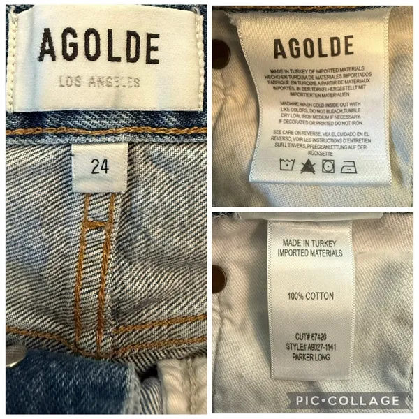 AGOLDE Parker Long High Rise Distressed Denim Shorts Button Fly Blue Size 24 - Image 11