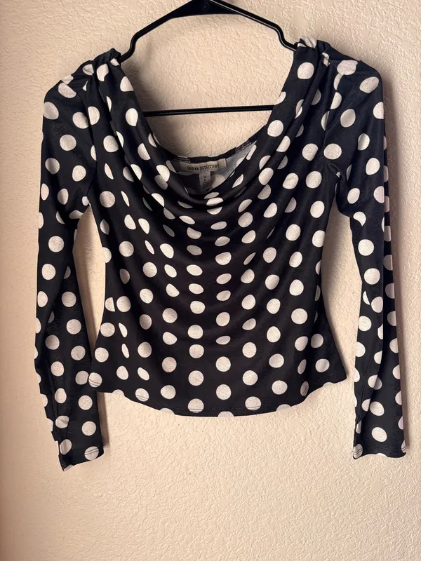 Polka Dot Long Sleeve Cowl neck Top - Image 2