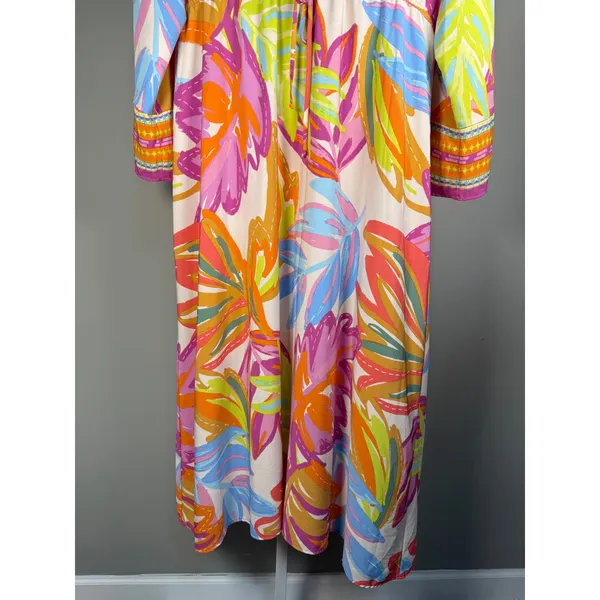Emma & Michele XL Tropical Floral Boho Resort Maxi Dress Bell Sleeve‎ - Image 4