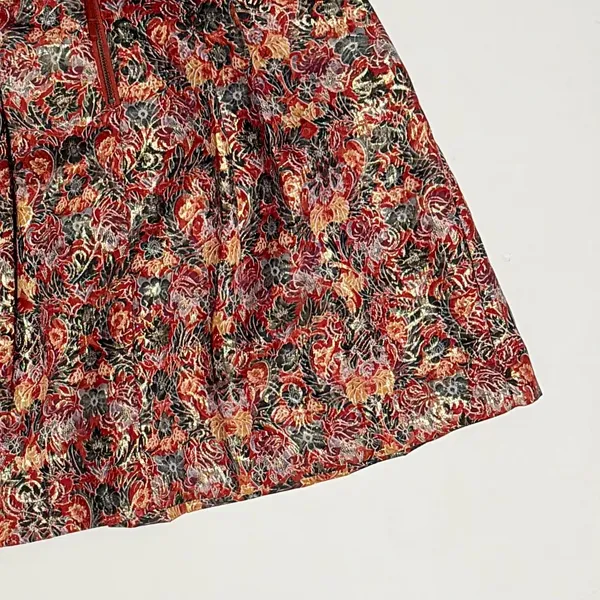 Anthropologie MAEVE Rosie Floral‎ Skirt Pleated Metallic Brocade Pockets Small - Image 10