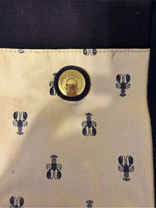 Tommy Hilfiger Navy Canvas Lobster Print Tote Bag Coastal Beach Shopper - Image 8