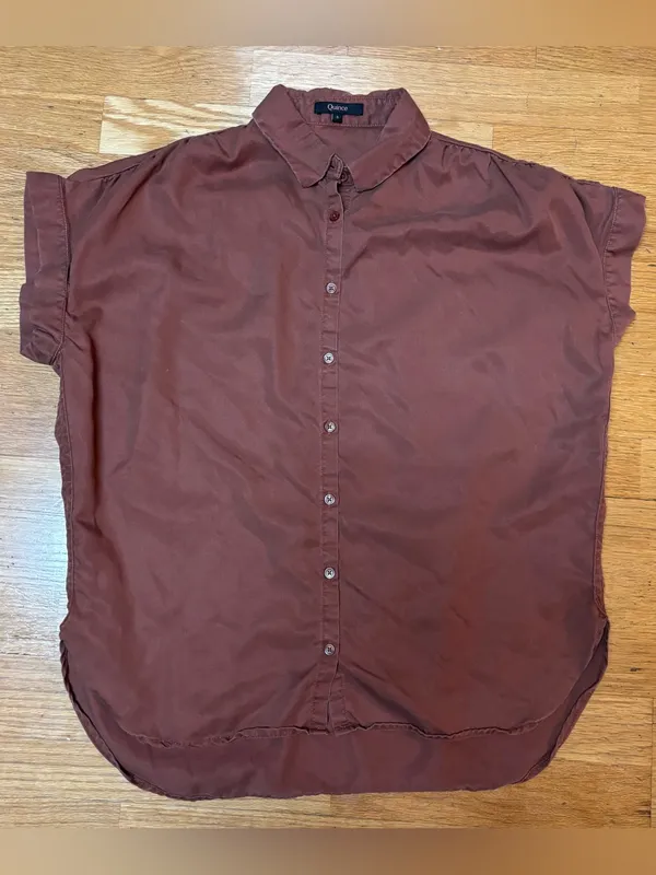 Quince Terracotta Vintage Wash Tencel Baggy Vacation Resortwear Camp Shirt S - Image 3