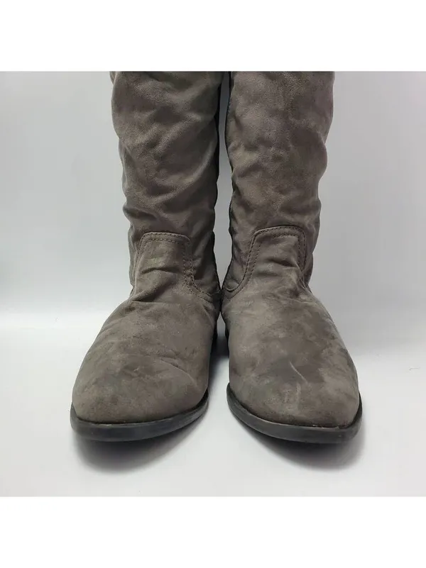 Lime Light Joaquin Faux Suede Studded Knee High Tall Gray Riding Boots Size 9 - Image 6