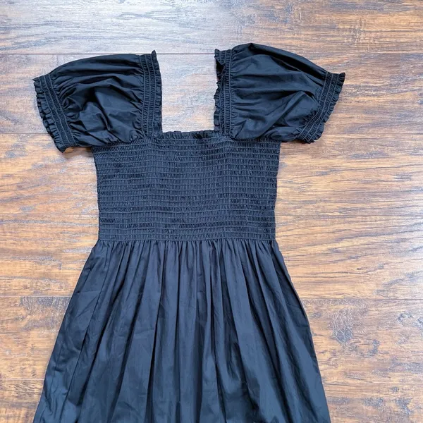 Anthropologie O.P.T. • Daphne Square Neck Smocked Maxi Dress black cotton poplin tiered - Image 5