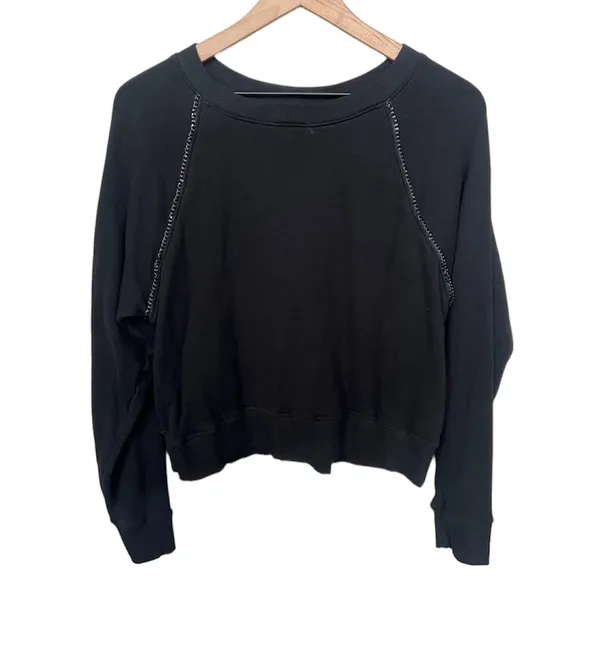 Daytona Chain Trim Casual Pullover Sweatshirt Black Silver Size Large - Image 5