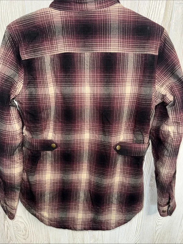 Carhartt Hubbard Sherpa Lined Burgundy and Cream Plaid Snap-Front Jacket - Image 5
