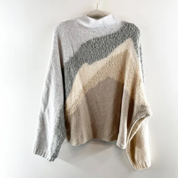Abercrombie Long Sleeve Multicolor Neutrals Sweater Gray Tan Brown L / XL - Image 4