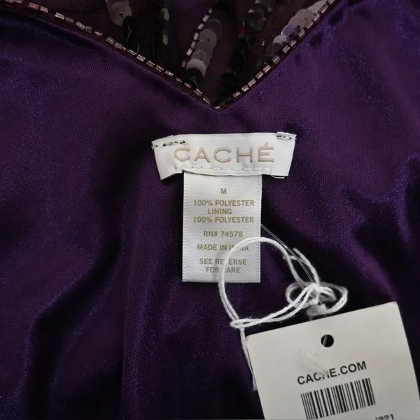 Cache Womens M Purple Short Sleeve Sequin Evening Cocktail Blouse NEW - Image 7