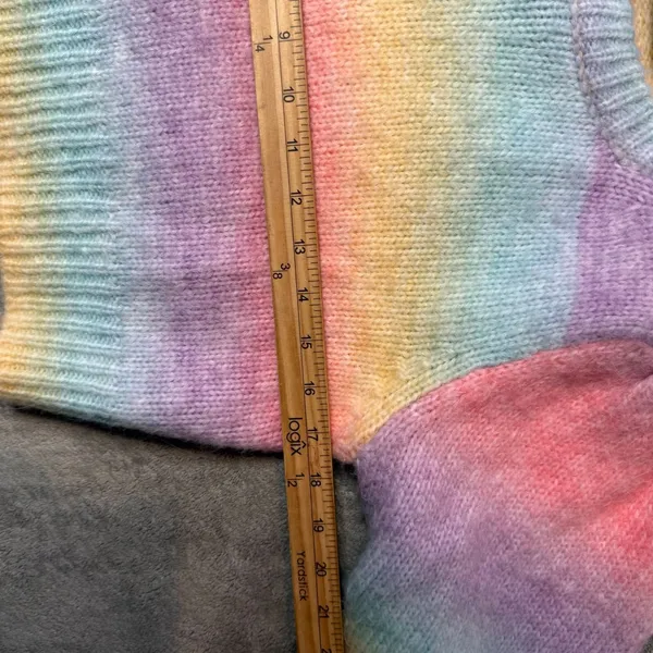 VICI Pastel Rainbow Fuzzy Crop Sweater Puff Sleeve‎ Dopamine Kawaii Kidcore Sz M - Image 10