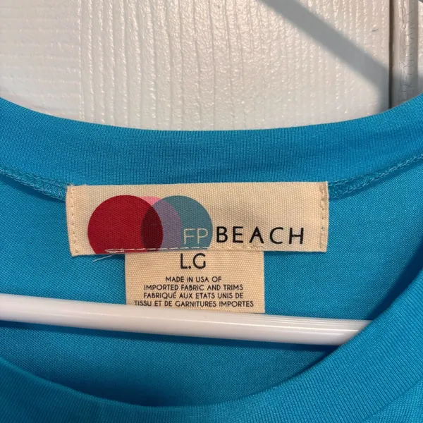 Free People FP Beach Maxi Dress Cover Up Blue Front Slit Swim Casual Size Large - Image 4