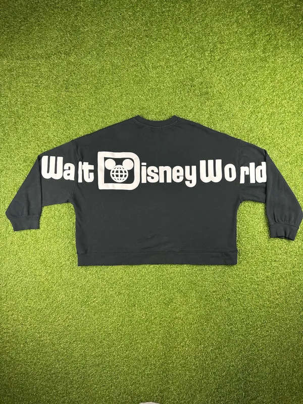 Disney Mouse Black crewneck sweatshirt featuring Minnie Mouse in a rocket ship with stars. - Image 8