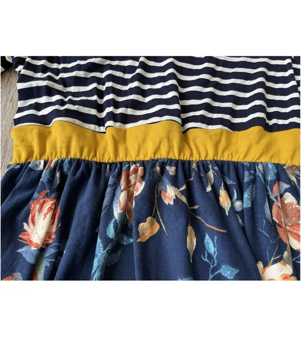 Egs by Eloges Floral Midi Dress, XL, Blue/Mustard, NEW - Image 4