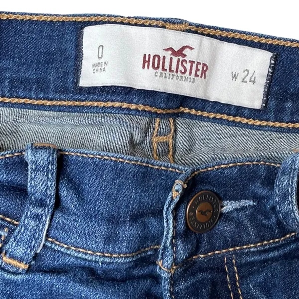 Hollister Women's‎ Low Rise Cuffed Denim Shorts Dark Wash Blue Size 24 - Image 4