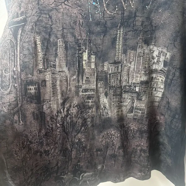 Katina Marie Top Womens Large Black New York Shirt Bedazzled Y2K Liberty OOP - Image 5