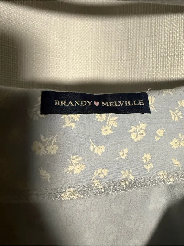 Brandy Melville Colleen Dress Blue Floral Ruffle Hem Tie Back Dress - Image 4