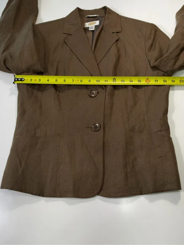 Talbots 100% Linen Brown Tailored Blazer Size 10 - Image 4