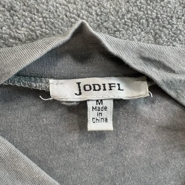 Jodifl Cutout Choker Tee Shirt Women Medium Gray High Low Dolman Sleeve Distress - Image 4