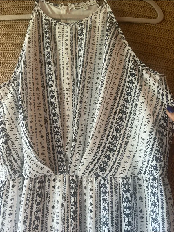Daniel Rainn White and Navy Striped Halter Maxi Dress - Image 2
