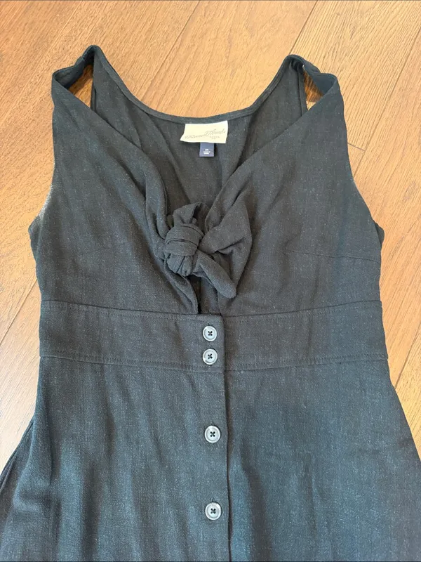 Universal Thread Black Midi Button-Front Tie-Neck Dress Size XS - C26-033 - Image 4