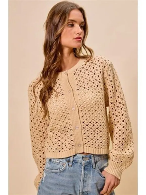 SO‎ ME Open Knitted Button Down Cardigan Sweater Top - Image 4