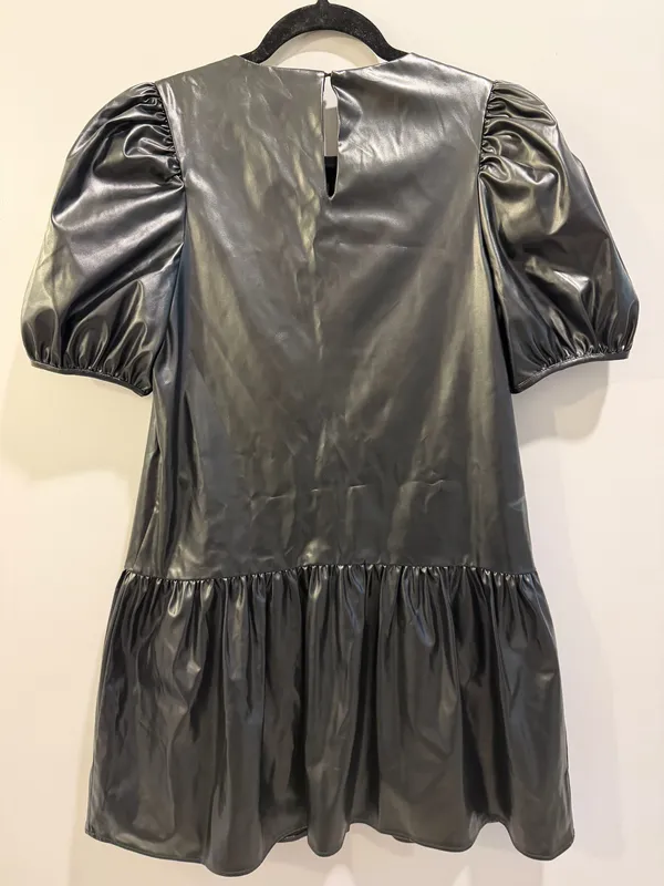 English Factory Faux Leather Puff Sleeve Dress Black - Image 4
