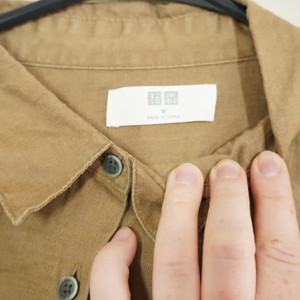 Uniqlo Women's Medium Premium Linen Long Sleeve Button Down Shirt Brown Chic - Image 5