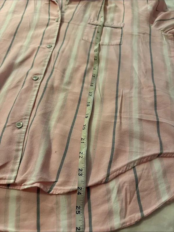 Victoria's Secret Pink and White Striped Button-Down Shirt - Image 6